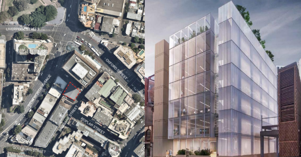 transparent facade of proposed Brisbane St office tower