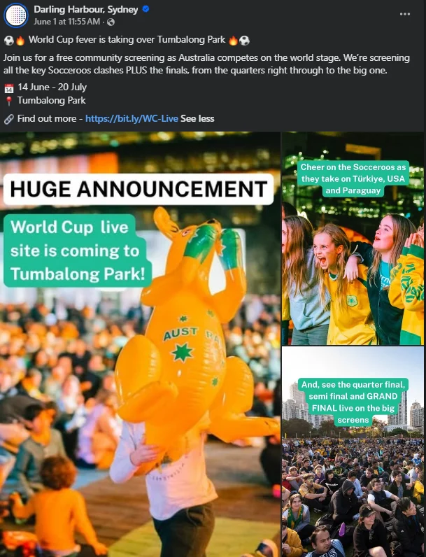 Tumbalong Park World Cup live site